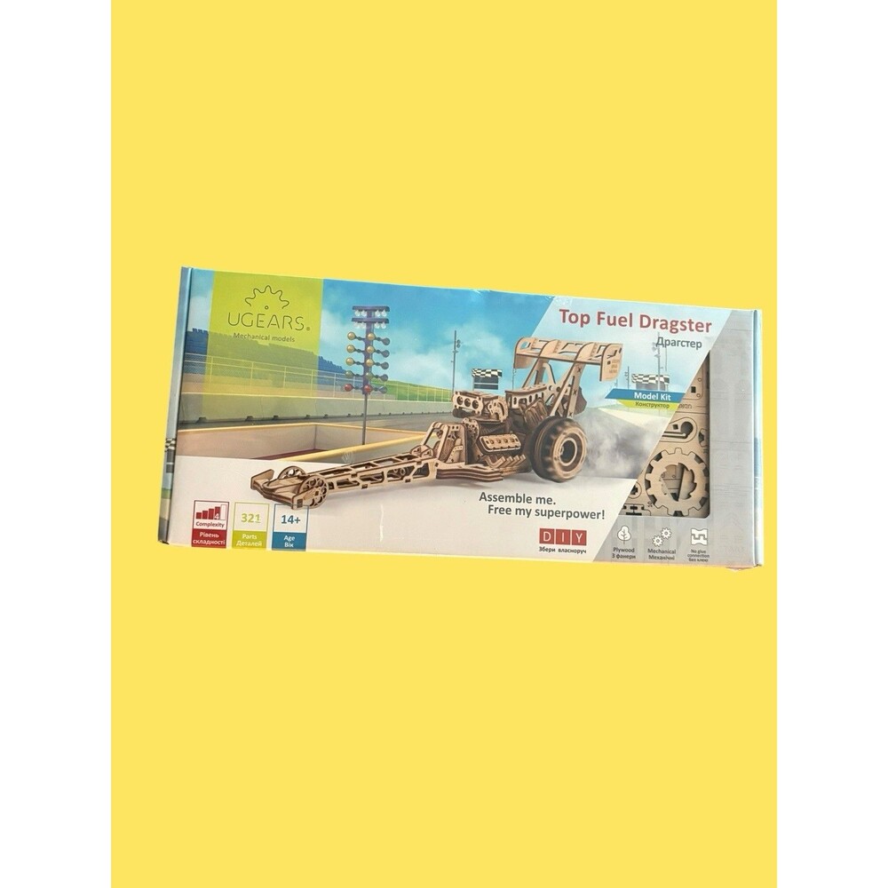 UGEARS Top Fuel Dragster Mechanical Model Kit 3D Wooden Puzzle New Sealed